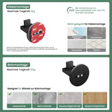 Glasvilla Design – Ganchos de pared de acero inoxidable Stalo-08 / Stalo-09 con montaje adhesivo o atornillado