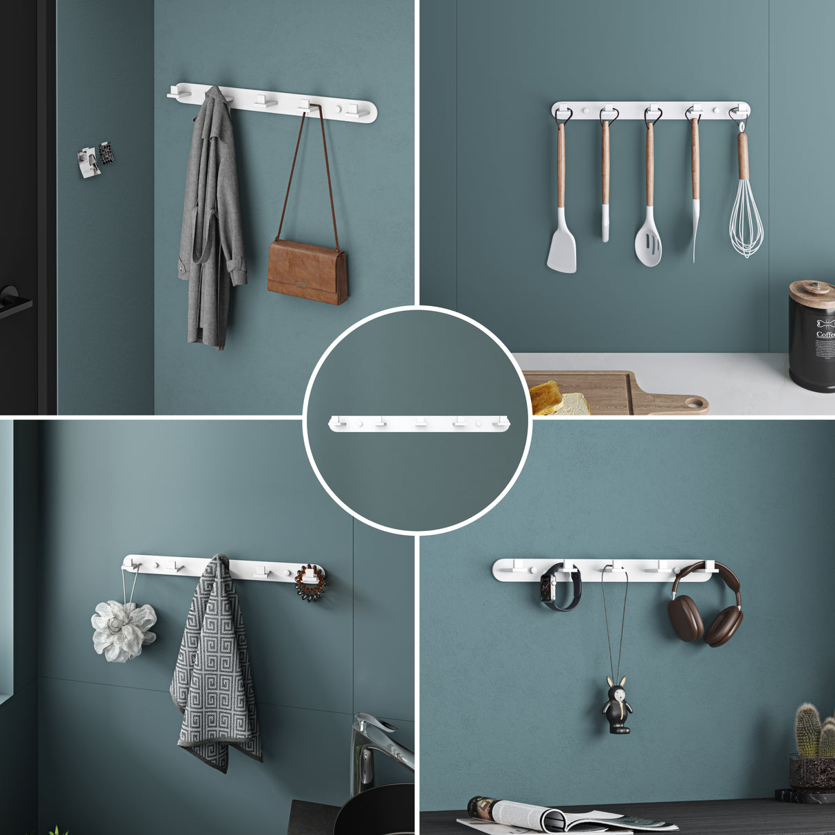 Glasvilla Design – Ganchos de pared de acero inoxidable Stalo-08 / Stalo-09 con montaje adhesivo o atornillado