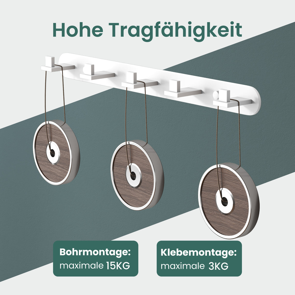 Glasvilla Design – Ganchos de pared de acero inoxidable Stalo-08 / Stalo-09 con montaje adhesivo o atornillado