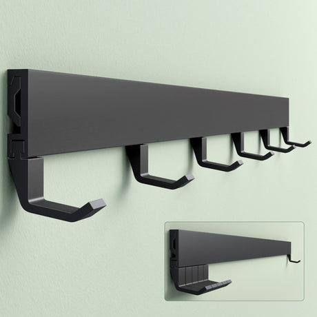 glasvilla Garderobenleiste mit verstellbaren Haken, Kleiderhaken aus Aluminium, Wandgarderobe Garderobenhaken Stalo-10