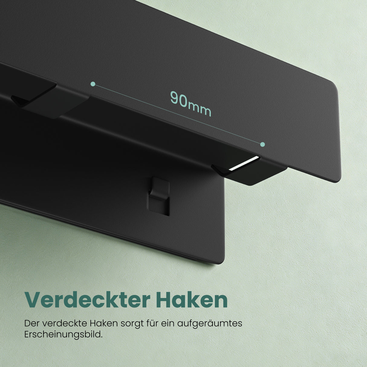 glasvilla Wandgarderobe mit Ablage und 8 Haken, Garderobenleiste mit versteckten Kleiderhaken, Kleiderstange Wandmontage  Stalo-11