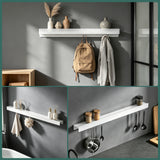 glasvilla Wandgarderobe mit Ablage und 8 Haken, Garderobenleiste mit versteckten Kleiderhaken, Kleiderstange Wandmontage  Stalo-11