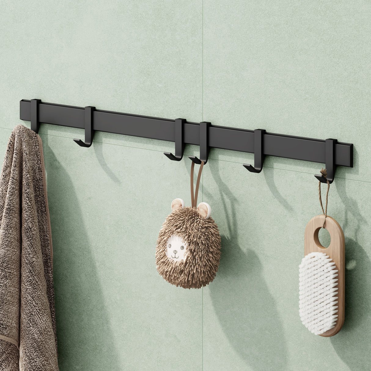 glasvilla Appendiabiti da Parete con Ganci Scorrevoli, Attaccapanni da Muro in Alluminio Appendiabiti per Cameretta, Ingresso, Cucina, Stalo-12