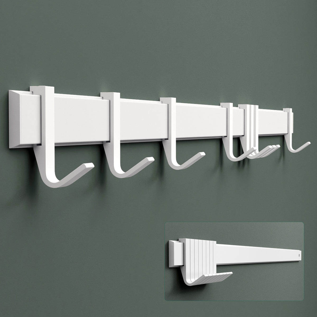 glasvilla Appendiabiti da Parete con Ganci Scorrevoli, Attaccapanni da Muro in Alluminio Appendiabiti per Cameretta, Ingresso, Cucina, Stalo-12