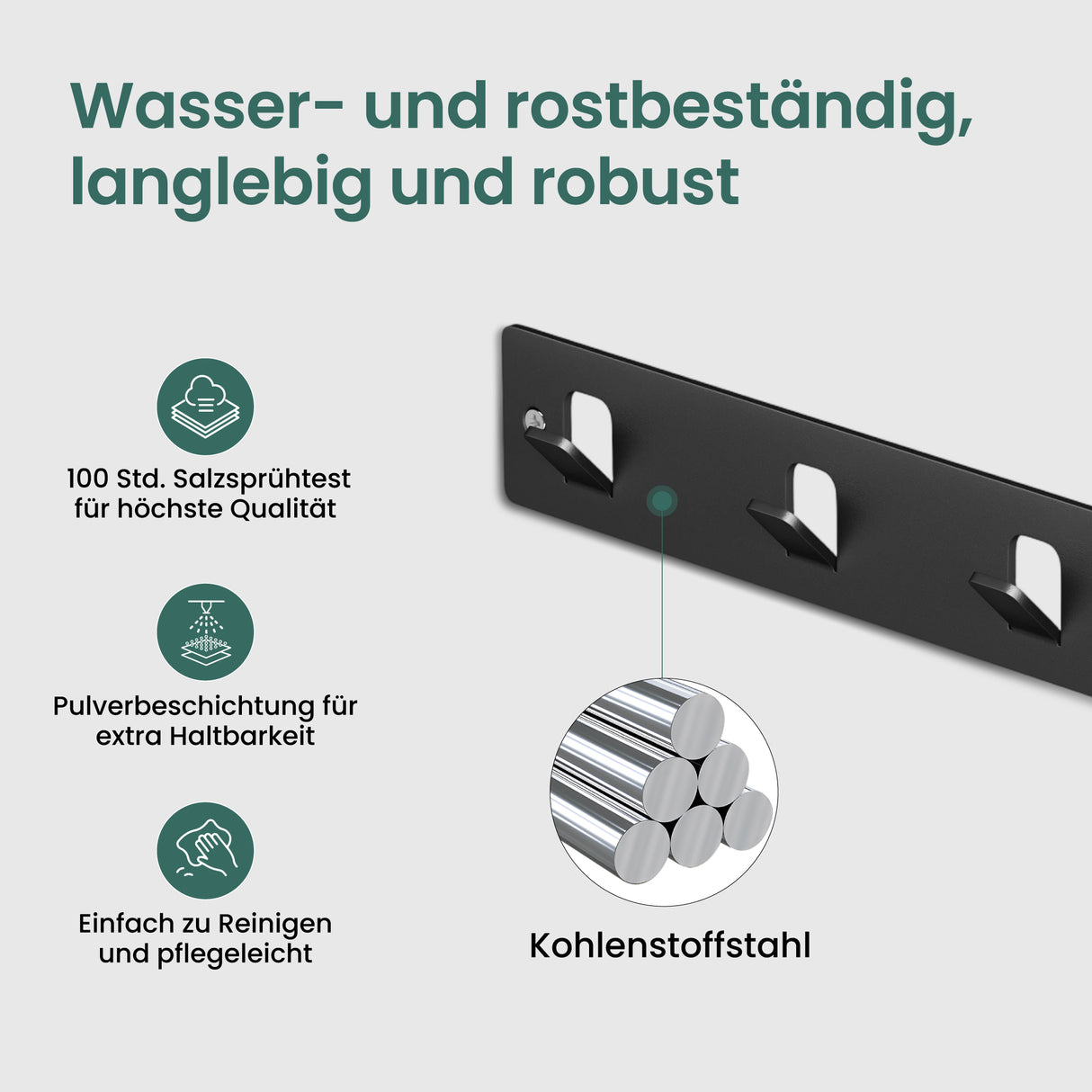 glasvilla  Kleiderhaken ohne Bohren Wandgarderobe Wandhaken mit 5 Haken Garderobenleiste Garderobenhaken  Stalo-14