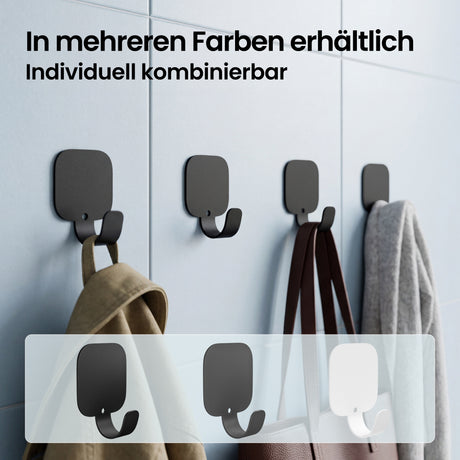glasvilla Kleiderhaken 4 Stück, Garderobenhaken ohne bohren aus Aluminiumlegierung, Wandhaken  Stalo-15