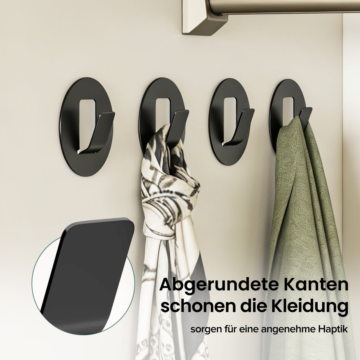 glasvilla  Kleiderhaken 4 Stück Wandgarderobe Wandhaken aus Aluminiumlegierung Garderobenleiste Garderobenhaken  Stalo-16