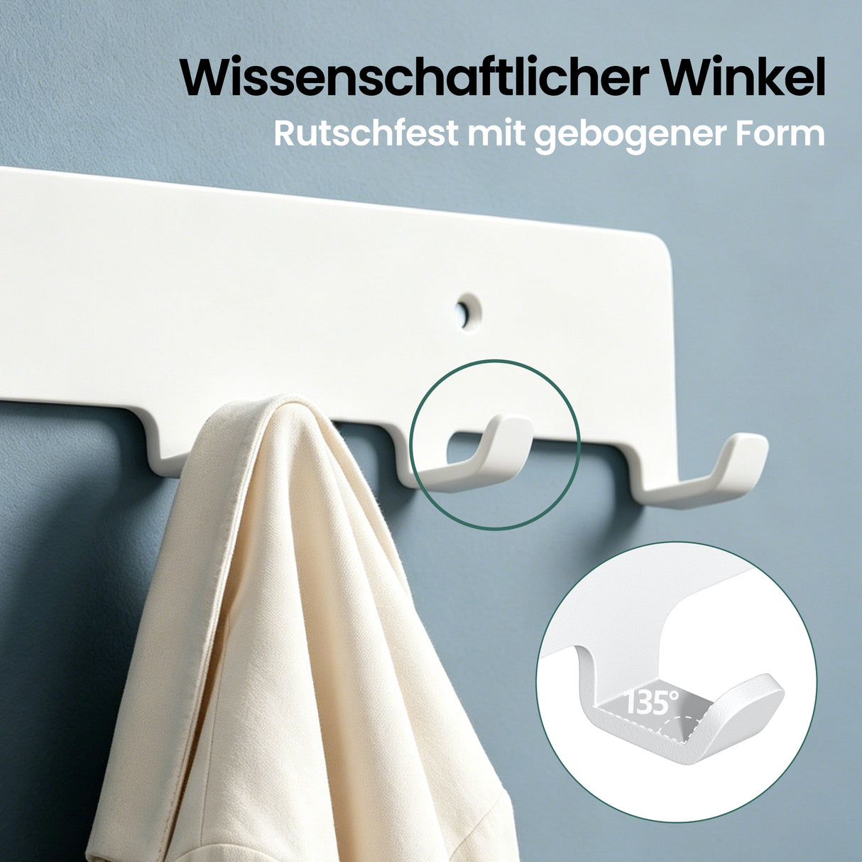 glasvilla Kleiderhaken Garderobenhaken zum Bohren oder Kleben, Wandhaken mit 7 Haken, Garderobenleiste Wandgarderobe  Stalo-17