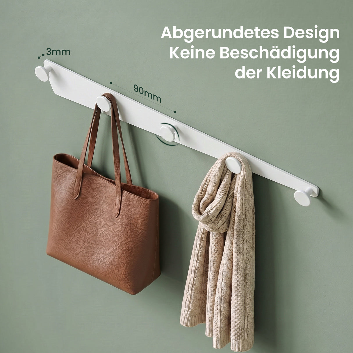 glasvilla Garderobenhaken zum Bohren oder Kleben, Kleiderhaken aus Aluminiumlegierung, Garderobenleiste mit 5 Haken, Hakenleiste  Stalo-18