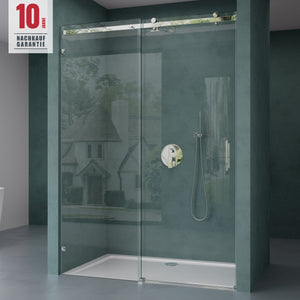glasvilla Puerta de ducha Puerta de nicho ducha Separación de ducha Cabina de ducha Puerta corredera 8mm ESG en vidrio transparente con NANO fijación de 4 puntos Teramo04-2
