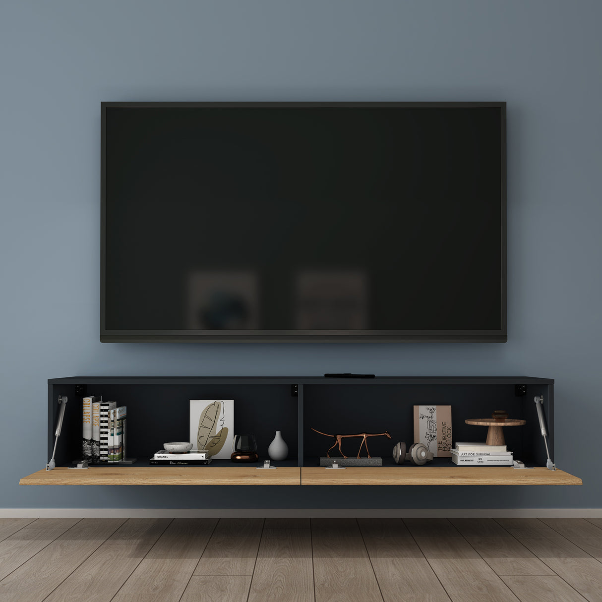 glasvilla Fernsehtisch Fernsehschrank TV Schrank Verdeckter Griff mit Soft-Close Lowboard Hängeschrank für Wohnzimmer Fernsehschrank02