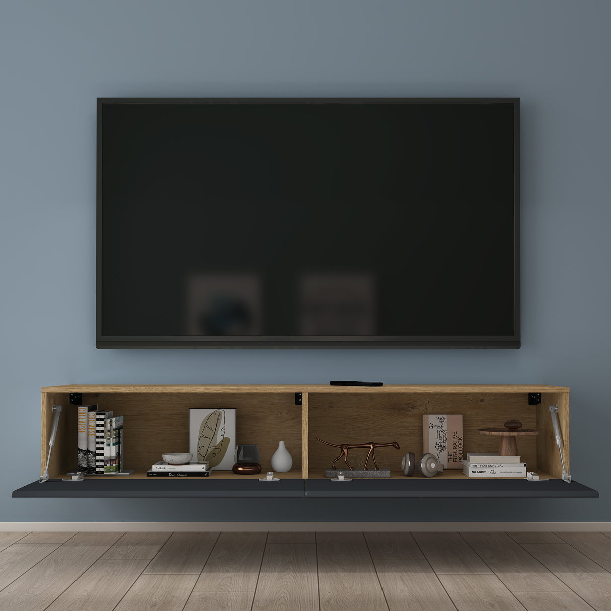 glasvilla Fernsehtisch Fernsehschrank TV Schrank Verdeckter Griff mit Soft-Close Lowboard Hängeschrank für Wohnzimmer Fernsehschrank02
