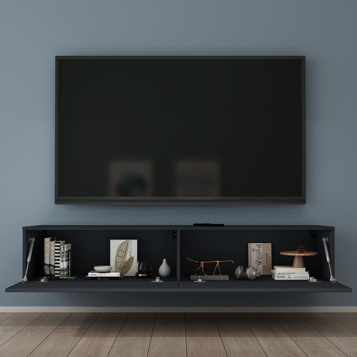 glasvilla Fernsehtisch Fernsehschrank TV Schrank Verdeckter Griff mit Soft-Close Lowboard Hängeschrank für Wohnzimmer Fernsehschrank02