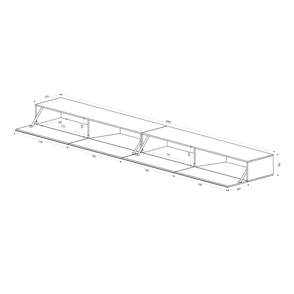 glasvilla Fernsehtisch Fernsehschrank TV Schrank Verdeckter Griff mit Soft-Close Lowboard Hängeschrank für Wohnzimmer Fernsehschrank02