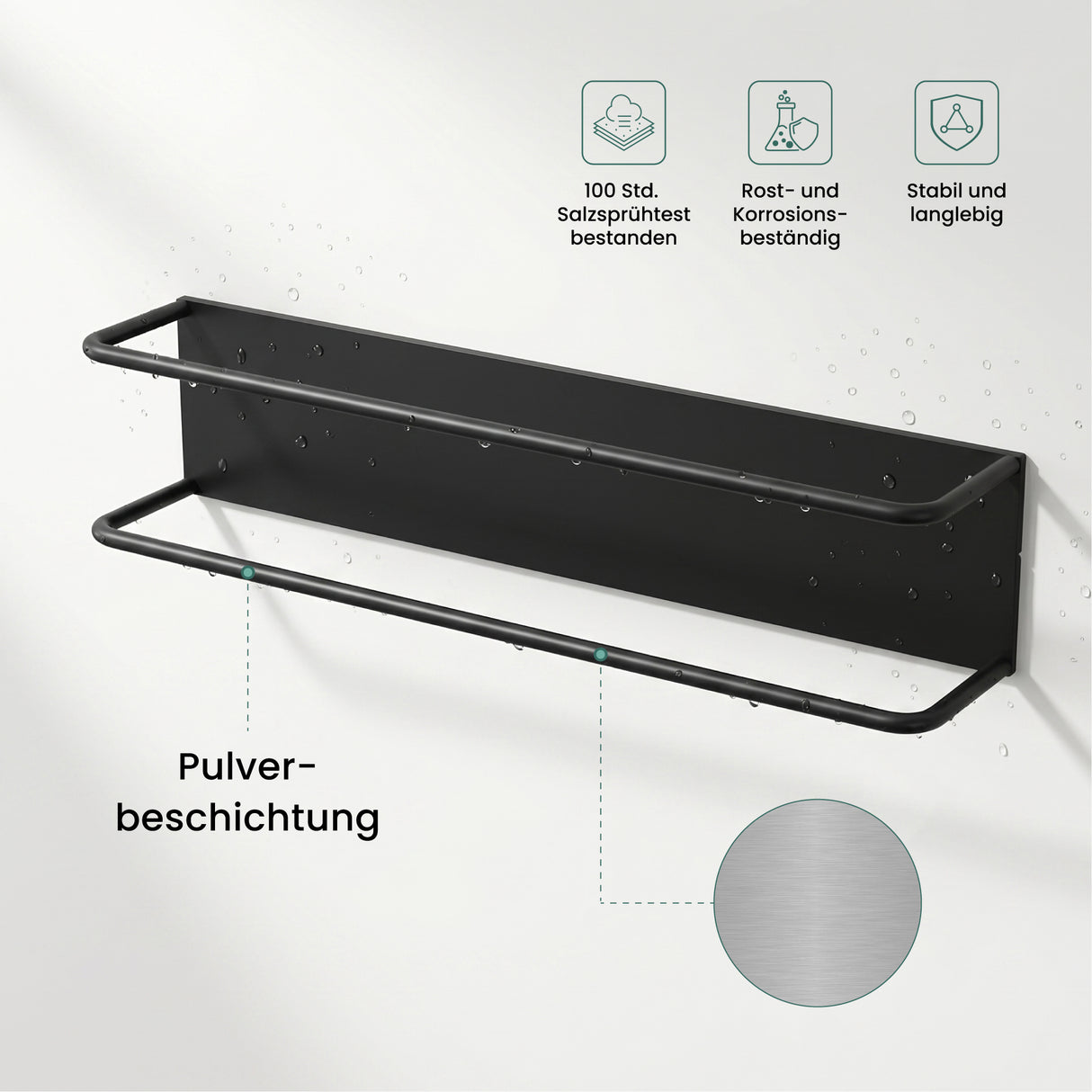Glasvilla Handtuchhalter ohne Bohren , Badetuchhalter Selbstklebend, Handtuchaufbewahrung für Küche und Bad,  Tavrin-03
