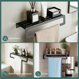 glasvilla Porte-serviettes avec étagère, porte-serviettes mural à percer ou à coller, porte-serviettes pour salle de bain et cuisine Tavrin-04