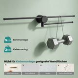 glasvilla Handtuchhalter ohne Bohren, 360° schwenkbar,  Wand-Handtuchhalter aus Aluminium, 60,7 cm, selbstklebend oder zum Bohren, verstellbar, für Hand- & Badetücher, Tavrin-08