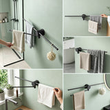 glasvilla Handtuchhalter ohne Bohren, 360° schwenkbar,  Wand-Handtuchhalter aus Aluminium, 60,7 cm, selbstklebend oder zum Bohren, verstellbar, für Hand- & Badetücher, Tavrin-08
