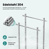glasvilla Handtuchständer freistehend mit 2 Stangen, Handtuchhalter stehend Handtuchhalter ohne Bohren 55 × 20 × 82,5 , Edelstahl, Mineralstein-Sockel mit Ablage, Tavrin-09