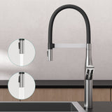 glasvilla Küchenarmatur Spültischarmatur aus Edelstahl, Küchenwasserhahn mit Einhebelmischer und magnetischer Geschirrbrause, 360° Schwenkbar Turnix-01