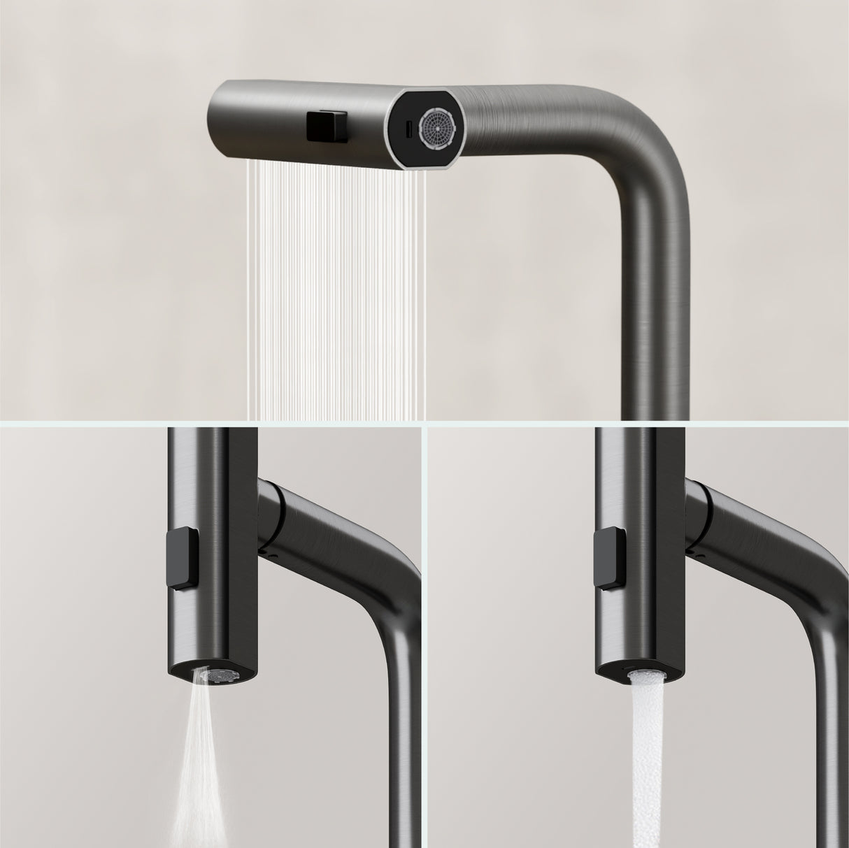 glasvilla Rubinetto per Cucina, 3 Modalità con Doccetta Estraibile, Rubinetto Lavello Cucina in Acciaio Inossidabile 304 con Cartuccia Ceramica, Tubi e Accessorri, Design Moderno Turnix-02