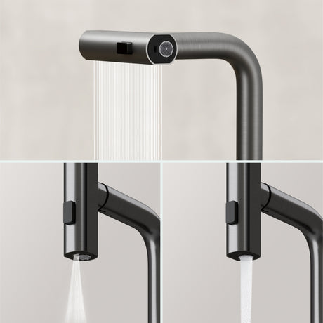 glasvilla Robinet de cuisine avec douchette extractible, mitigeur de cuisine pivotant à 360° avec 3 modes de pulvérisation, mitigeur d'évier en acier inoxydable Turnix-02