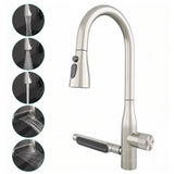 glasvilla Wasserhahn Küche mit Wasserfallstrahl, Spültischarmatur Küchenarmatur, Mischbatterie mit Einhebelmischer 360° Schwenkbar, Küchenwasserhahn aus Edelstahl Silber Turnix-03