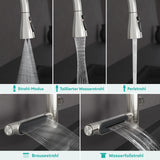 glasvilla Wasserhahn Küche mit Wasserfallstrahl, Spültischarmatur Küchenarmatur, Mischbatterie mit Einhebelmischer 360° Schwenkbar, Küchenwasserhahn aus Edelstahl Silber Turnix-03