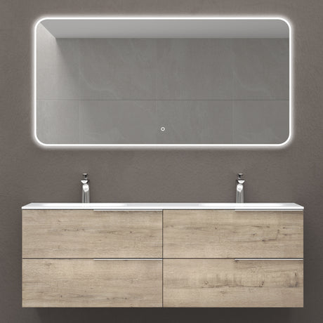 glasvilla  Waschbeckenunterschrank 4 Schubladen Kerneiche mit Doppelwaschbecken BTH: 144x48x52cm Vanessa