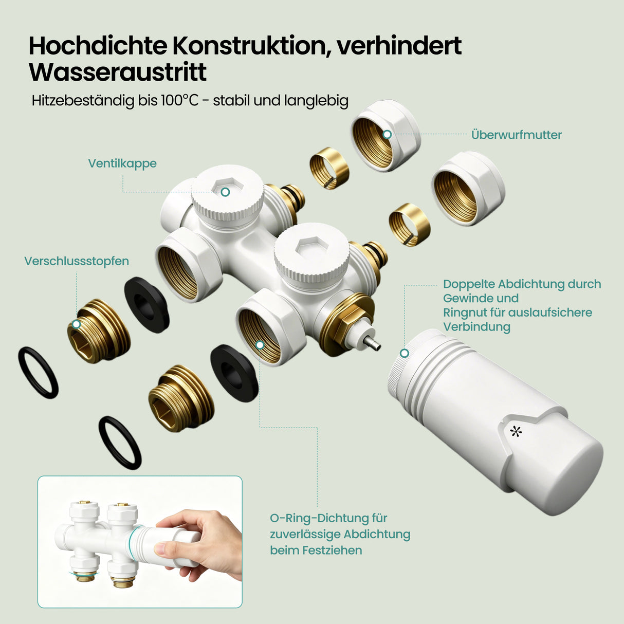 glasvilla Robinet de Radiateur avec Régulateur et Réglage de la Température de 6° à 28° Robinet Thermostatique