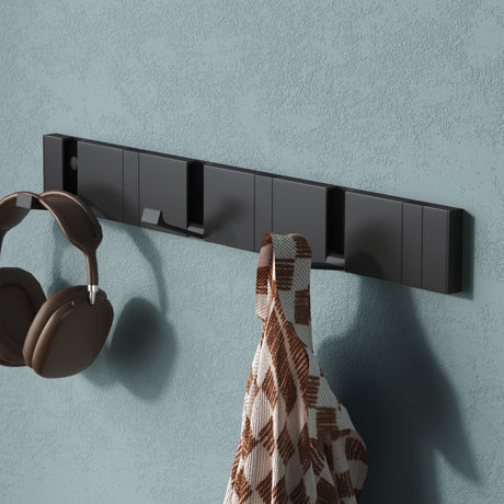 glasvilla Wandgarderobe Wandhaken aus Aluminium Garderobe mit klappbaren Haken Garderobenleiste Garderobenhaken Kleiderhaken