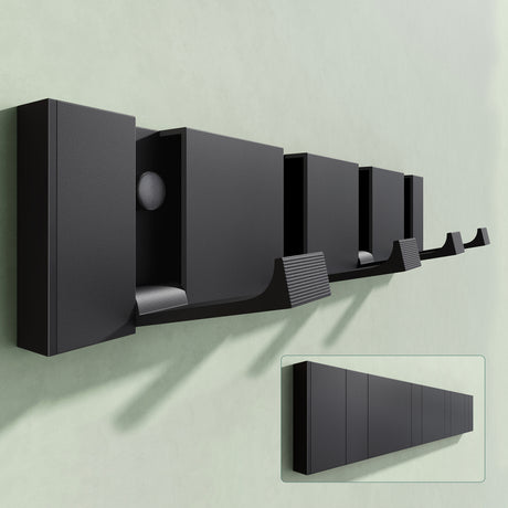 glasvilla Kleiderhaken Wandgarderobe Wandhaken aus Aluminium Garderobe mit 4 klappbaren Haken Garderobenleiste Garderobenhaken Stalo-01