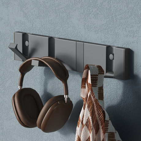 glasvilla Wandgarderobe Wandhaken aus Aluminium Garderobe mit klappbaren Haken Garderobenleiste Garderobenhaken Kleiderhaken