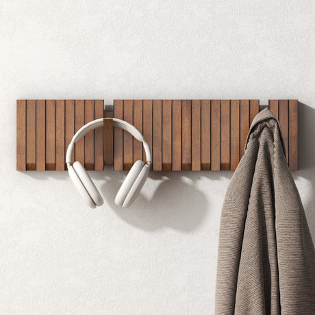 glasvilla Kleiderhaken Wandgarderobe Wandhaken aus Holz Garderobe mit 7 magnetischen Klapphaken Garderobenleiste Garderobenhaken Twigro-01