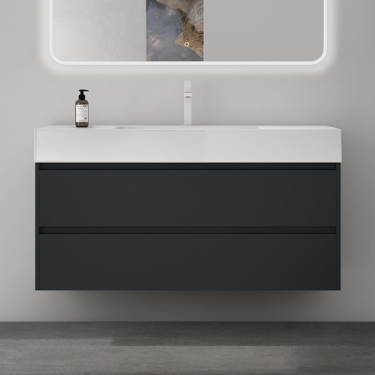 glasvilla Badmöbel-Set Waschbeckenunterschrank 120x48x63cm mit 2-Schubladen inkl. Waschbecken Deep