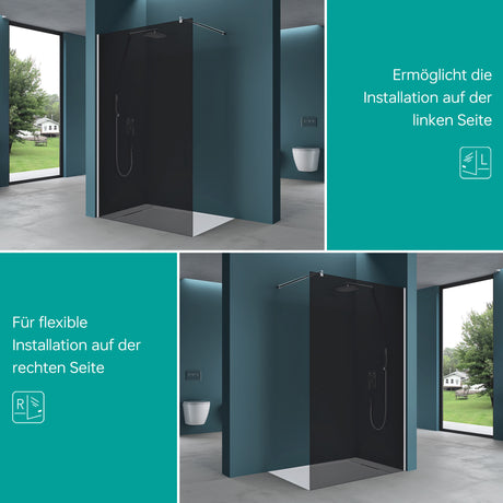 glasvilla Duschwand für Dusche Duschabtrennung Walk-In Dusche ESG-Sicherheitsglas 8mm NANO Glas BRAM1 & Bram3 Bremen1VG