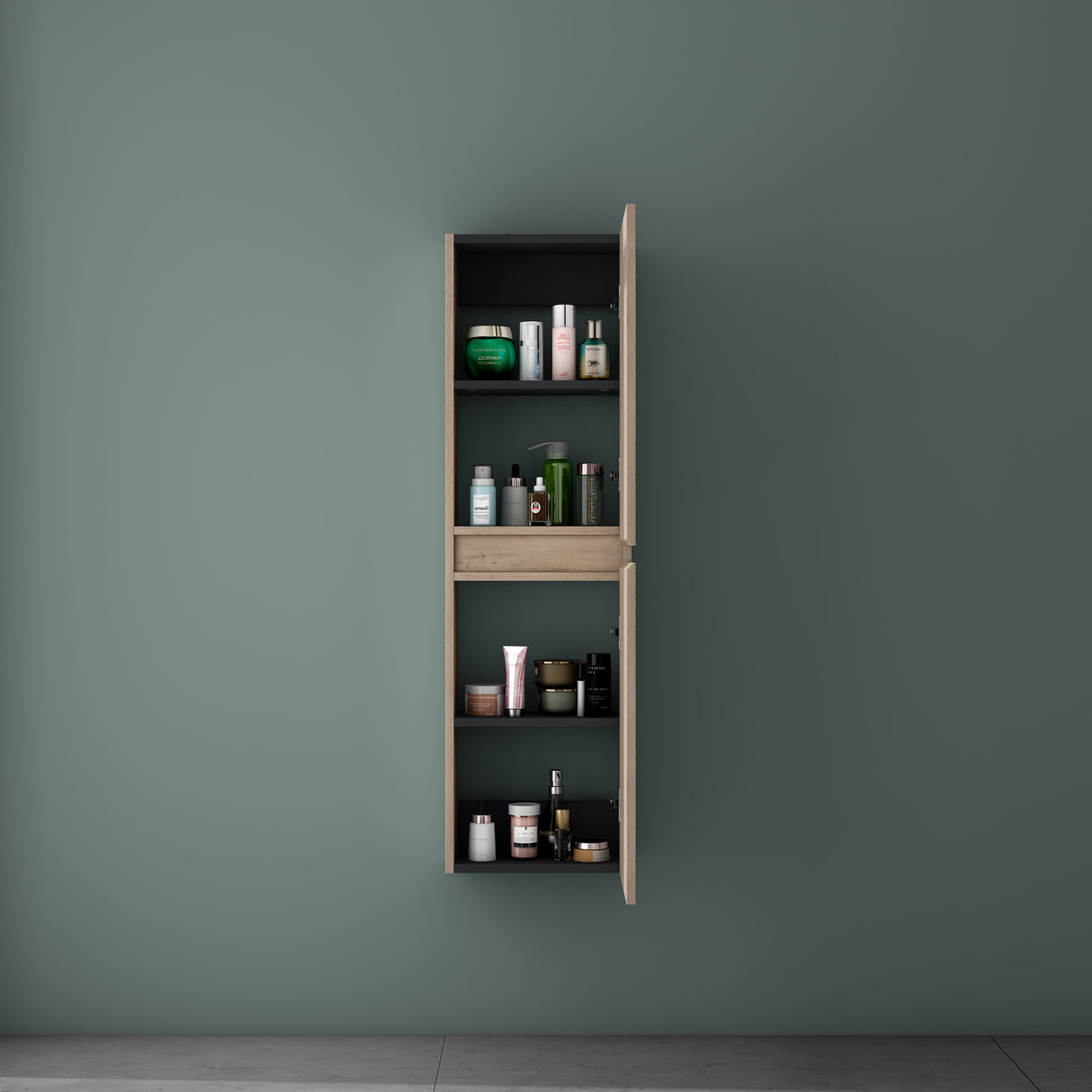 glasvilla Armoire Latérale de Salle de Bain avec 2 Portes et 4 Compartiments Étagère de Salle de Bain Armoire Polyvalente Armoire de Salle de Bain LTH 35x20x120 cm Verona