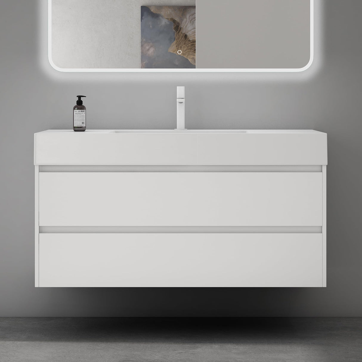 glasvilla Badmöbel-Set Waschbeckenunterschrank 120x48x63cm mit 2-Schubladen inkl. Waschbecken Deep