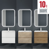 glasvilla Badmöbel-Set Waschtisch mit Unterschrank Mineralguss Waschbecken Waschbeckenunterschrank  2-Schubladen Soft-Close Aqualis