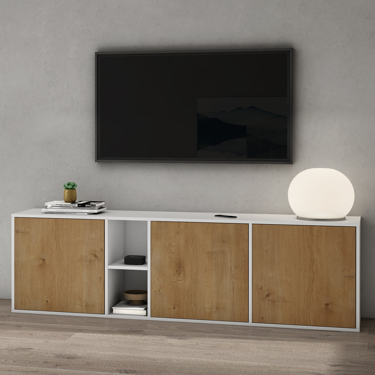 glasvilla Möbel Schrank mit 3 Türen und 2 Fächern Kommode  Sideboard viel Stauraum für Wohnbereich Schrank02