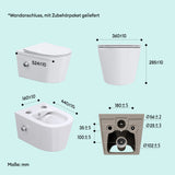 glasvilla Hänge WC Toilette Wand-WC Spülrandlos Weiß aus Keramik Wandmontage mit Absenkautomatik Aachen601