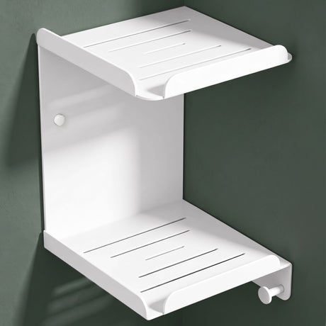 glasvilla Étagère de douche à percer ou à coller, support de douche avec 3 crochets, étagère de salle de bain murale, organiseur de salle de bain Reglo-14