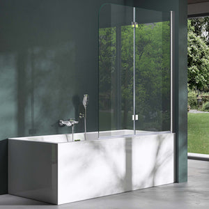 glasvilla Duschwand für Badewanne Badewannenwand faltbar 180° Sicherheitsglas mit NANO 120x140cm Badewannentrennwand Badewannenaufsatz Cortona1408
