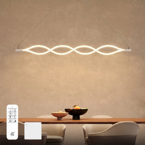 glasvilla Pendelleuchte 106cm LED Hängelampe Dimmbar mit Fernbedienung 3000K/4000K/6000K Verstellbares Kabel 60W Weiß Hängeleuchte Alivetta3301