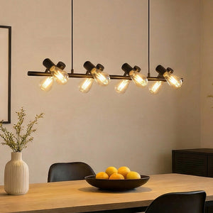 glasvilla Pendelleuchte 120cm LED Hängelampe 8 Flammig 4000K Verstellbares Kabel E27 Schwarz Hängeleuchte  Alivetta2313