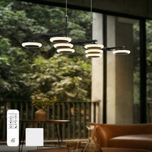glasvilla Pendelleuchte 72cm LED Hängelampe Dimmbar mit Fernbedienung 3000K/4000K/6000K Verstellbares Kabel 32W matt Schwarz Hängeleuchte Alivetta3377