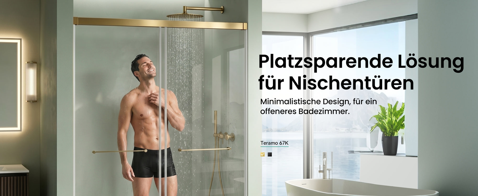 glasvilla Duschtür Nischentür dusche mit Doppelschiebetür Duschakbine Duschabtrennung, 8mm Sicherheitsglas mit Nanobeschichtung, Soft-Close-System Teramo67K