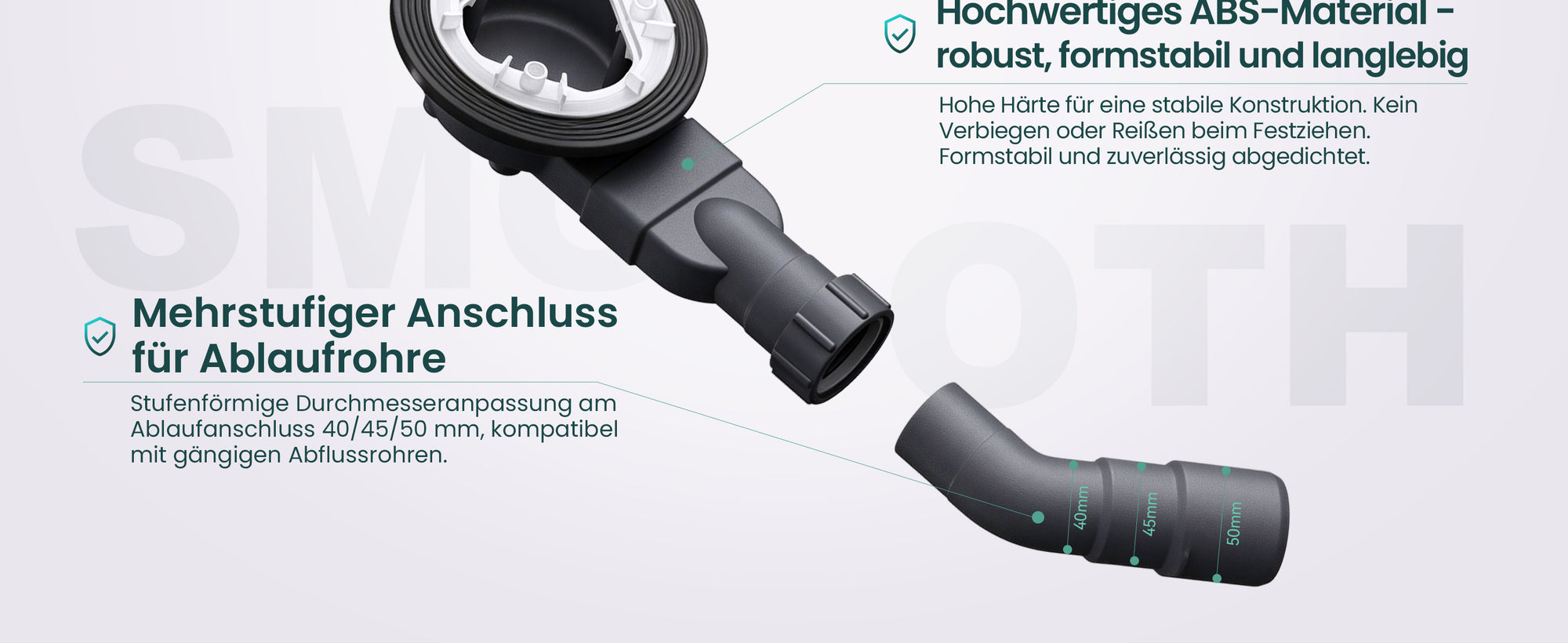 glasvilla Dusche Ablaufgarnitur für Duschwanne Duschtasse Abfluss Ablauf Siphon
