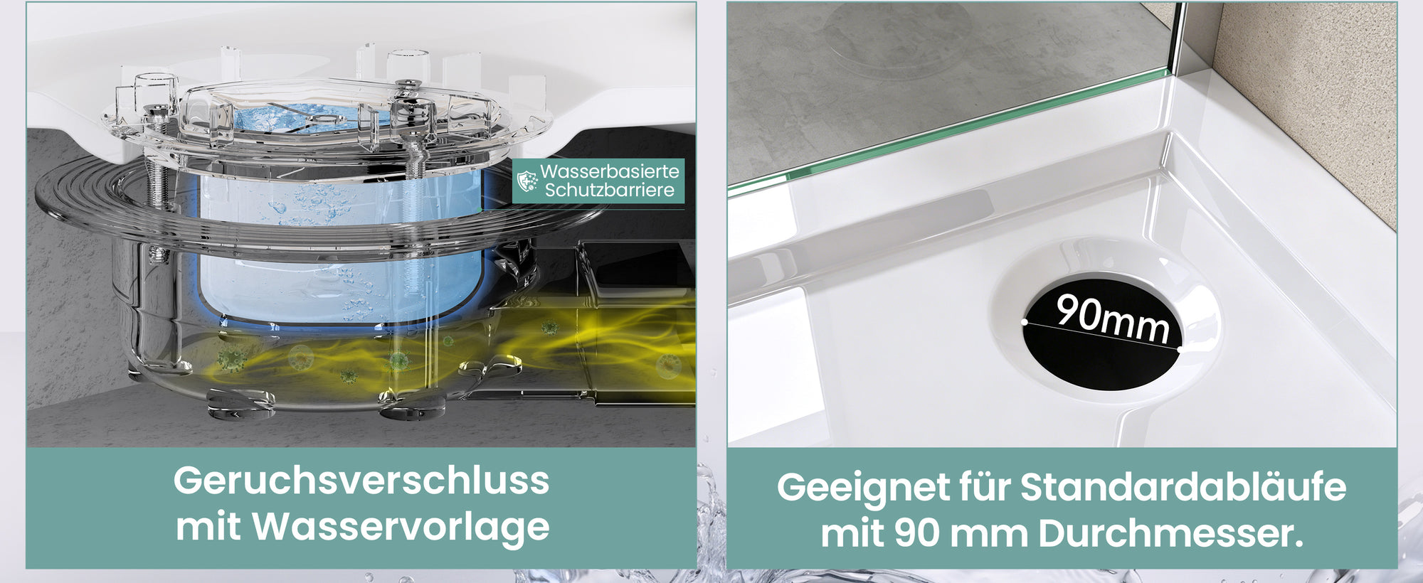 glasvilla Dusche Ablaufgarnitur für Duschwanne Duschtasse Abfluss Ablauf Siphon