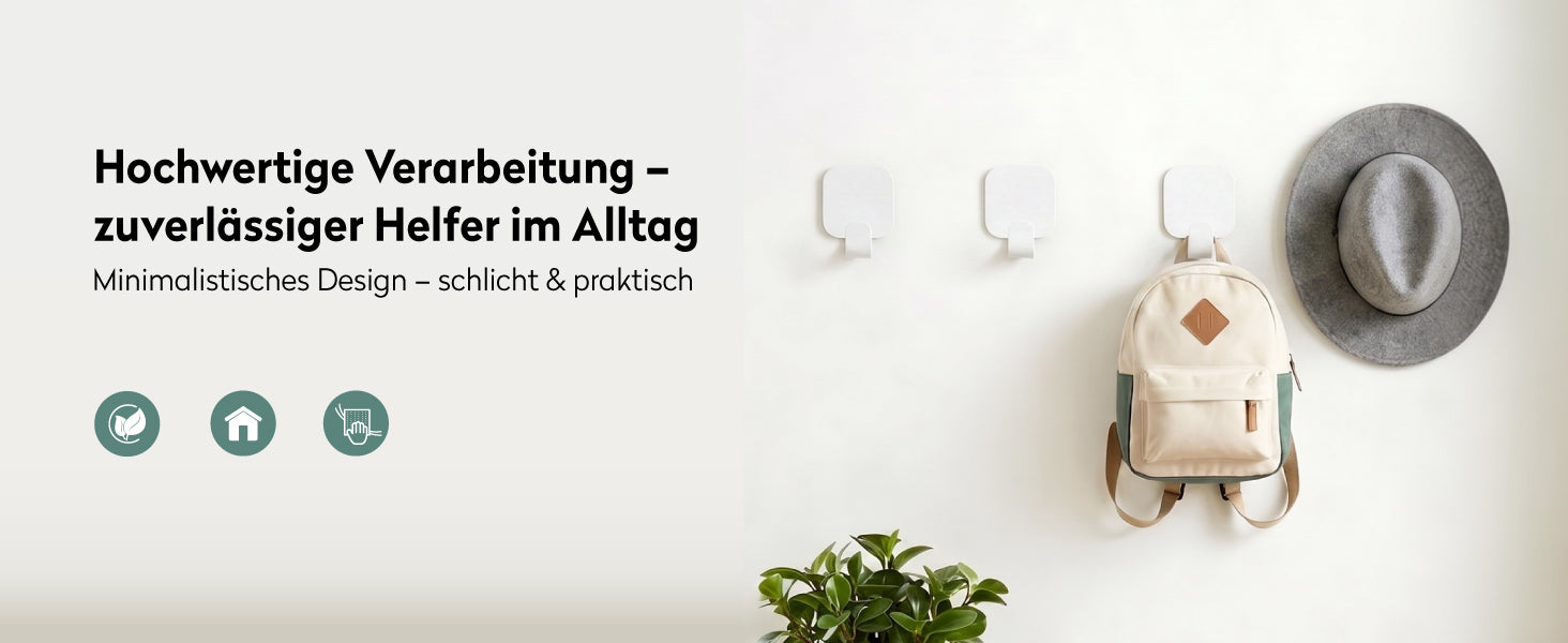 glasvilla Kleiderhaken 4 Stück, Garderobenhaken ohne bohren aus Aluminiumlegierung, Wandhaken  Stalo-15